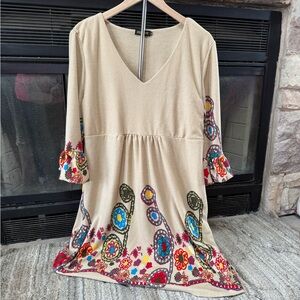 Women’s Bohemian Floral Dress with V-Neck